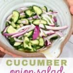Cucumber onion salad in a bowl