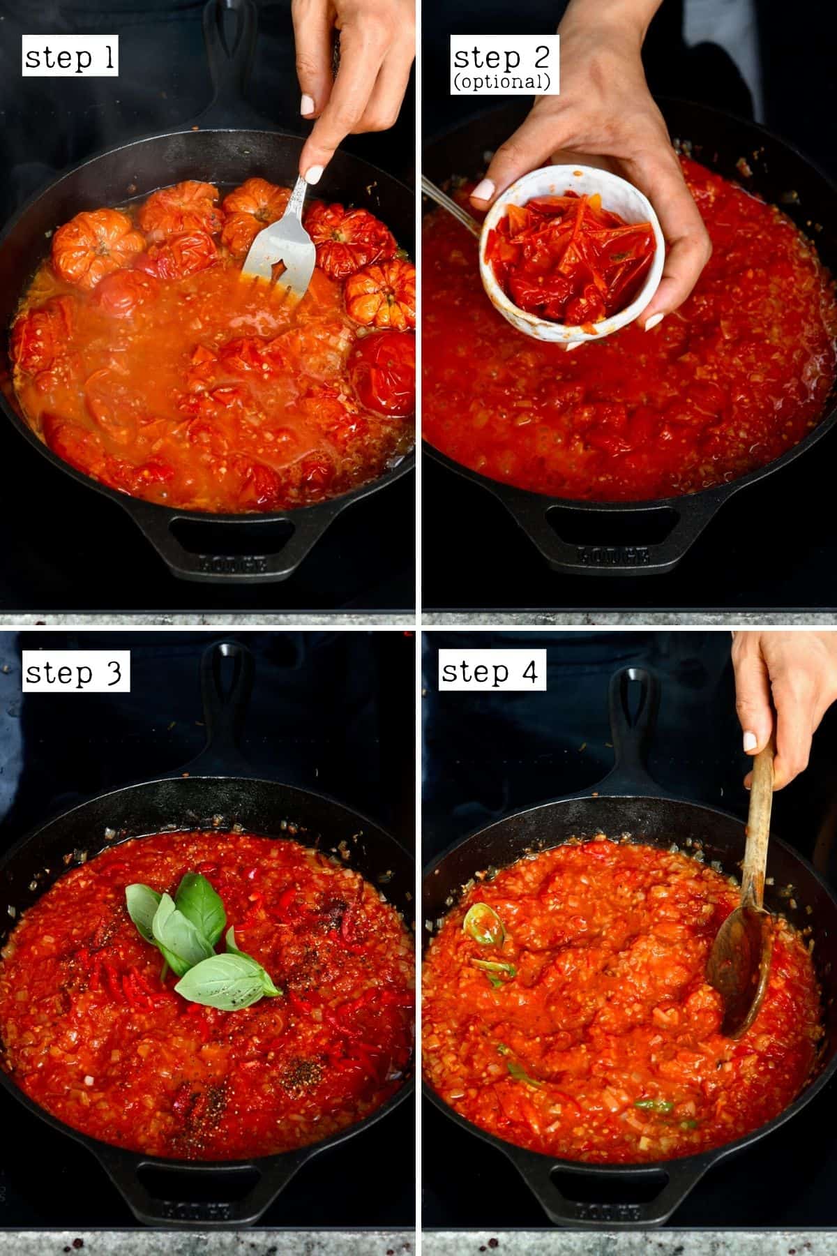 Steps for mashing tomatoes