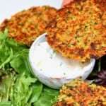 Vegetable fritters over yogurt sauce and salad - 21