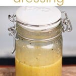 honey mustard dressing in a small jar