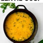 Lentil soup in a pot