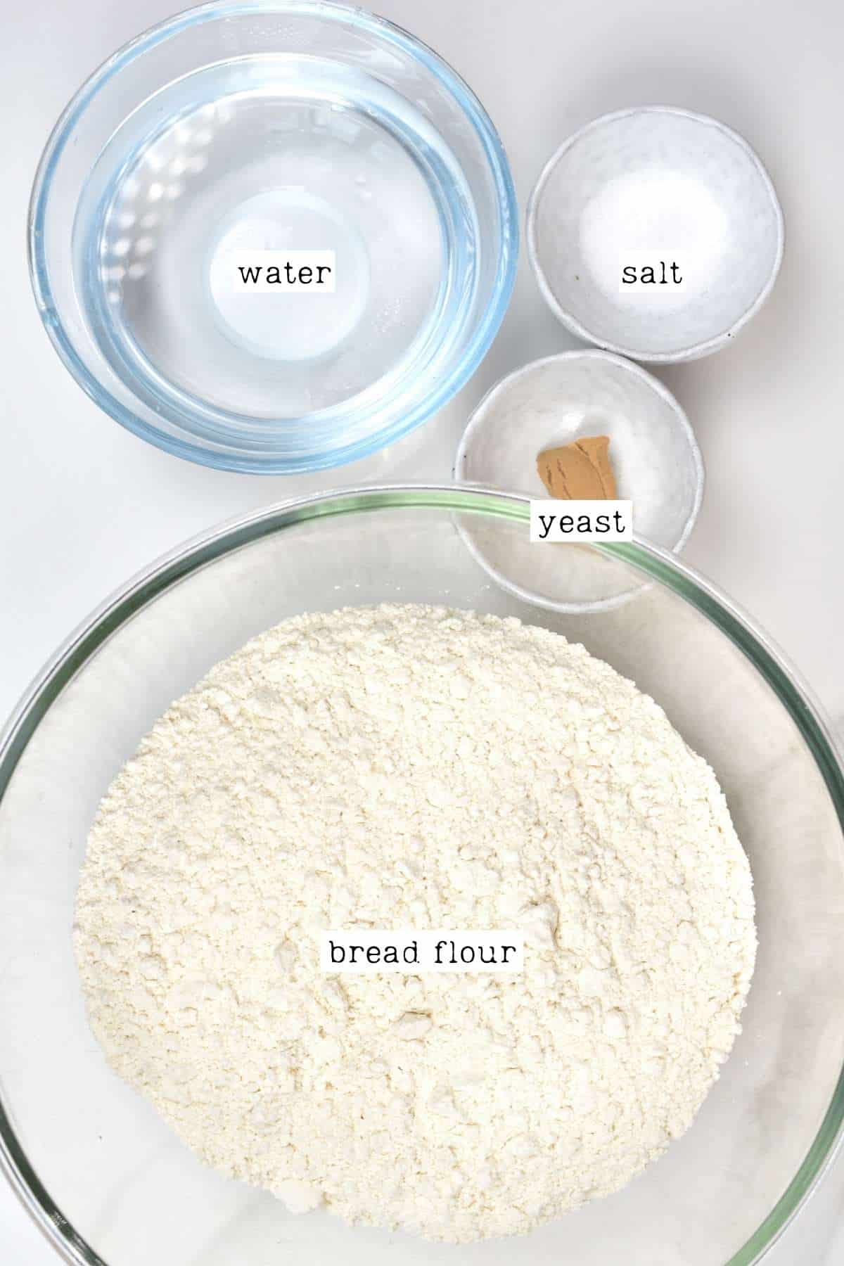 Ingredients for no knead bread