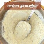 Homemade onion powder in a small bowl