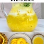 Freshly made pineapple lemonade in a jug