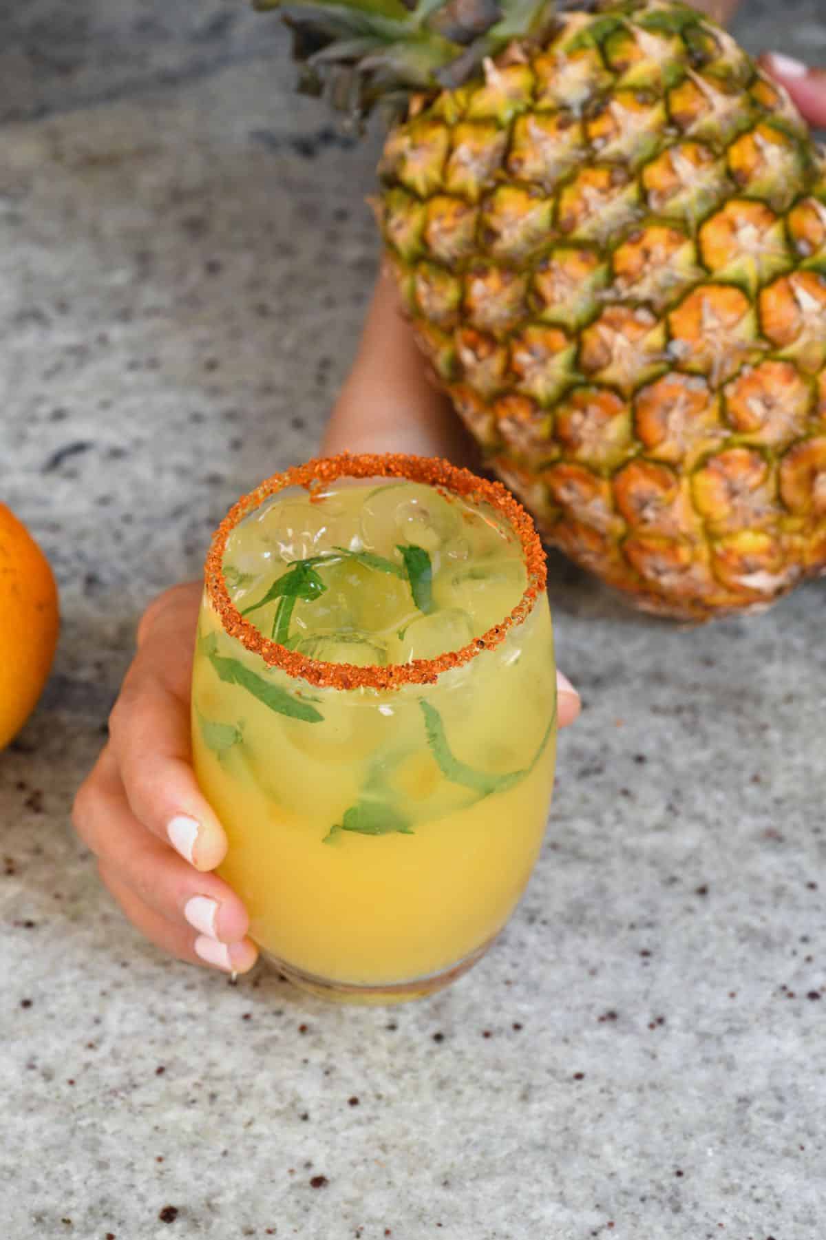 Pienapple orange juice in a glass
