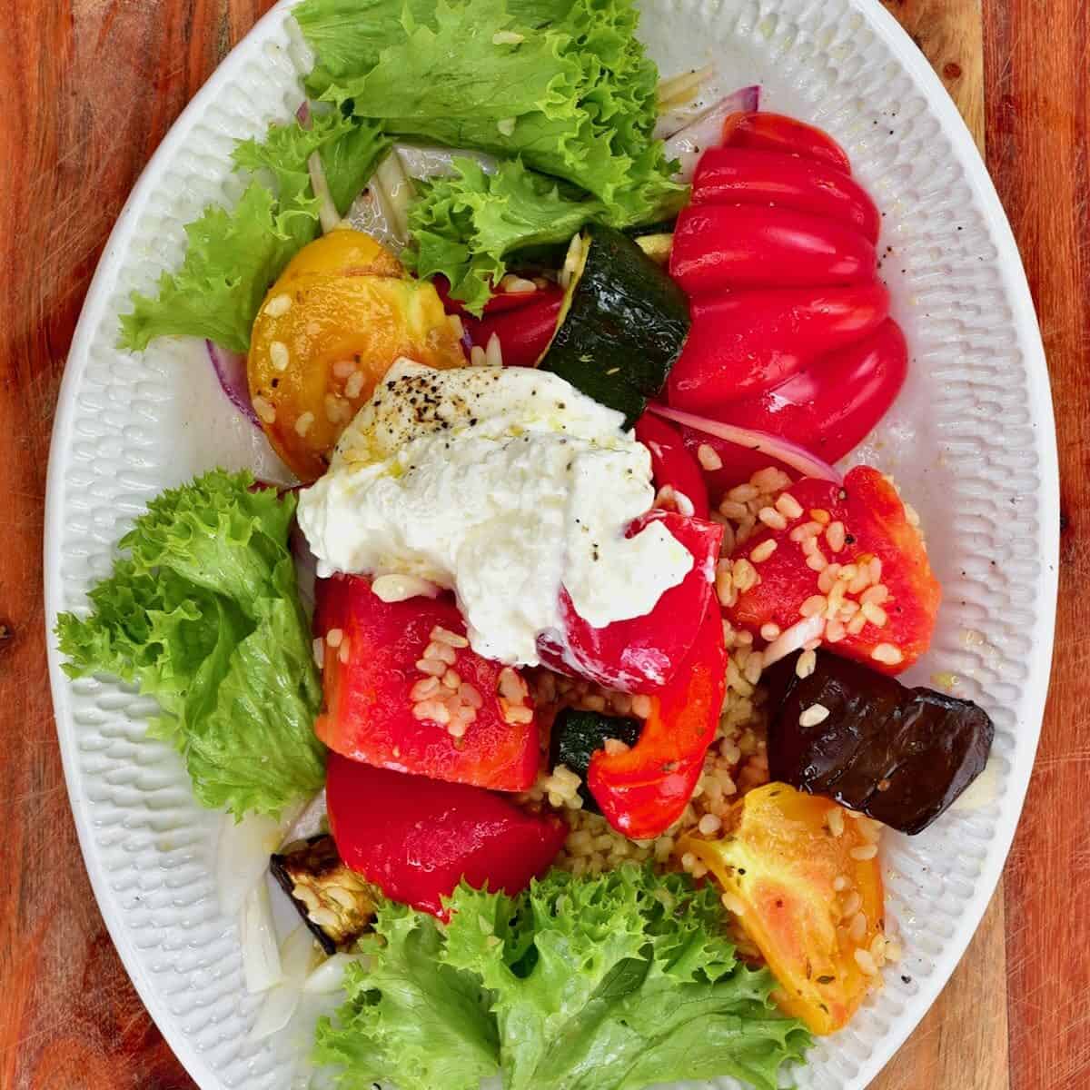 Roasted Vegetable Salad With Grains Mediterranean Buddha Bowl 