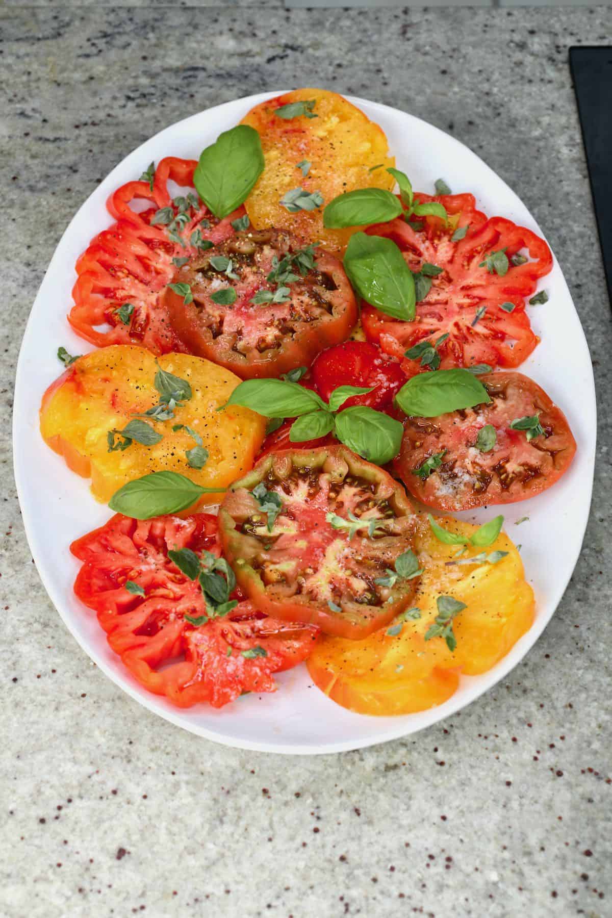Simple tomato salad in a plate