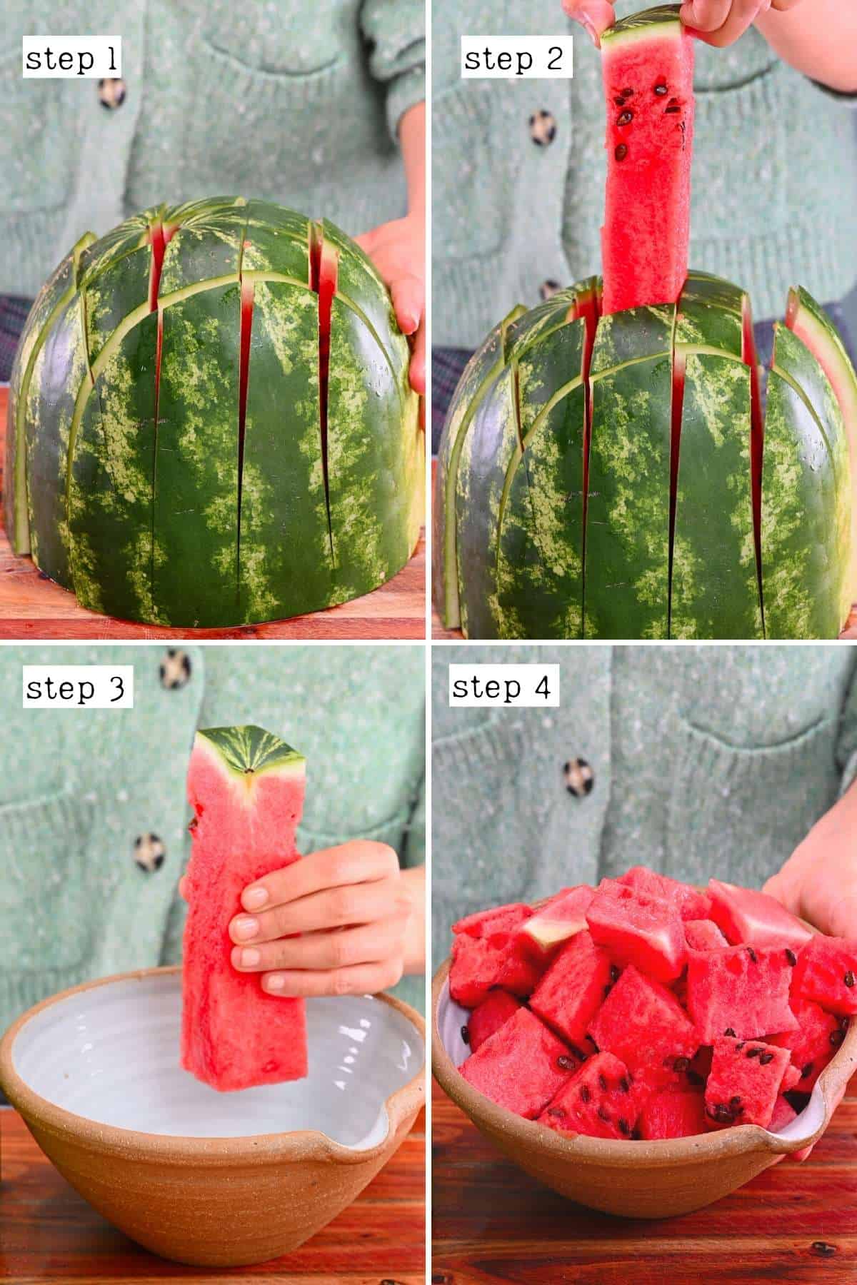 Steps for cutting watermelon