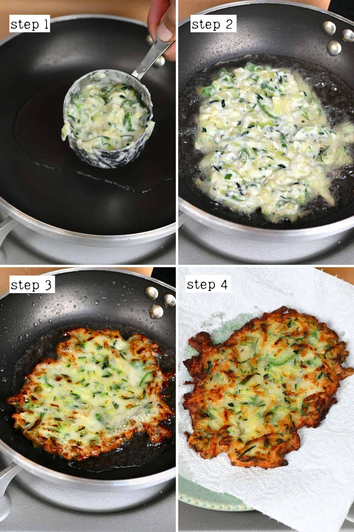 Steps for cooking zucchini fritters