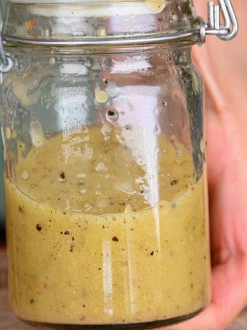 honey mustard dressing in a jar