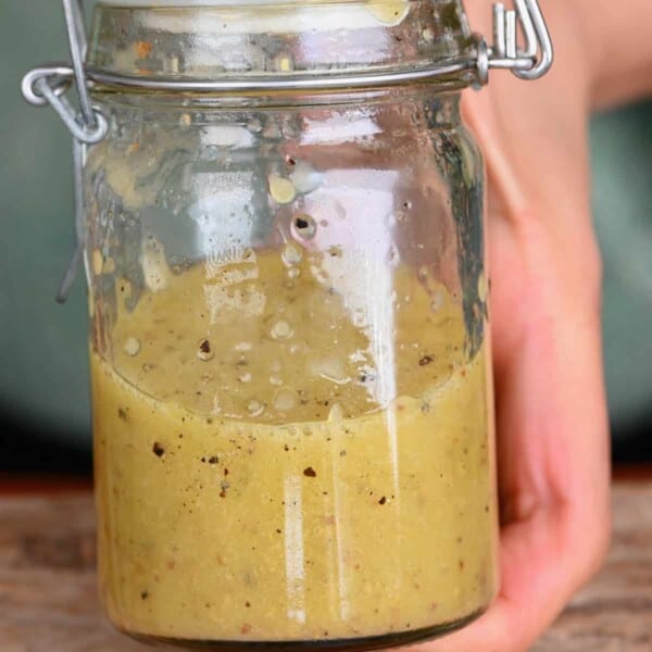 honey mustard dressing in a jar