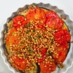 Maqluba served in a round dish