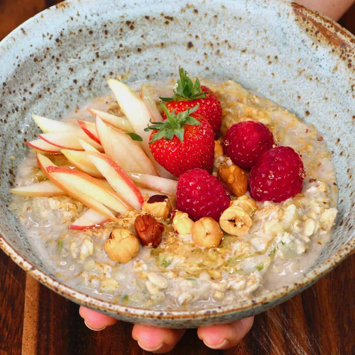 Bircher muesli in a bowl