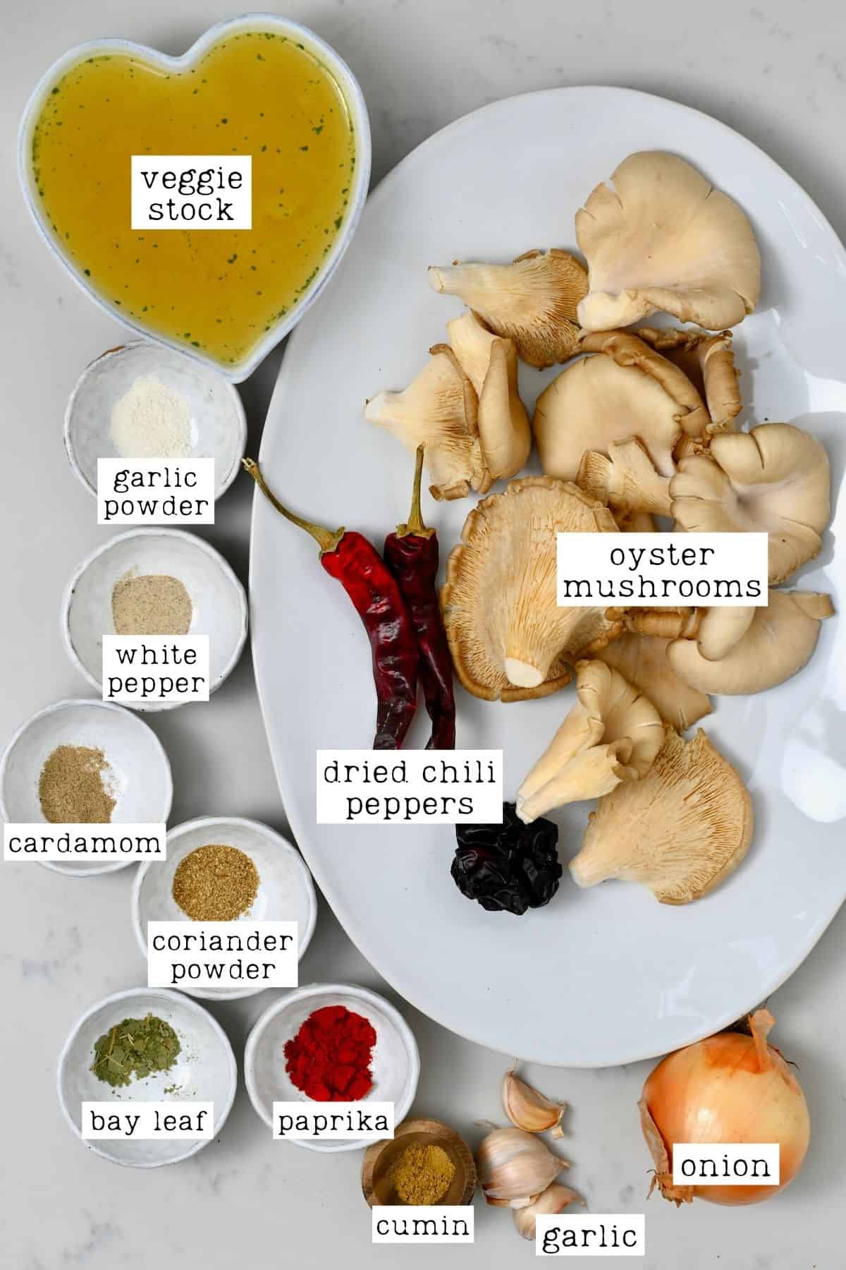 Ingredients for mushroom birria tacos