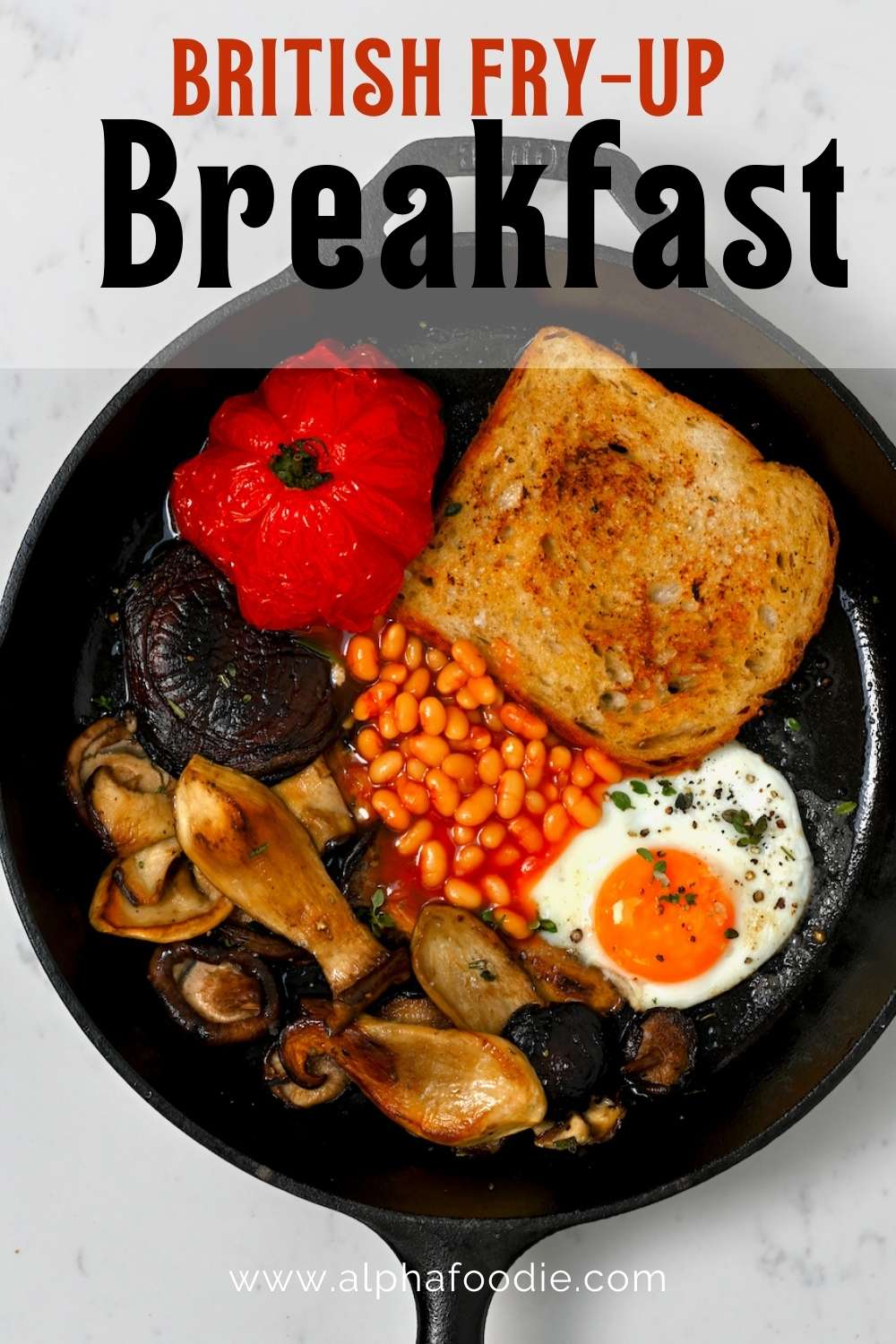 One-Pan Vegetarian Full English Breakfast (British Fry-Up) - Alphafoodie