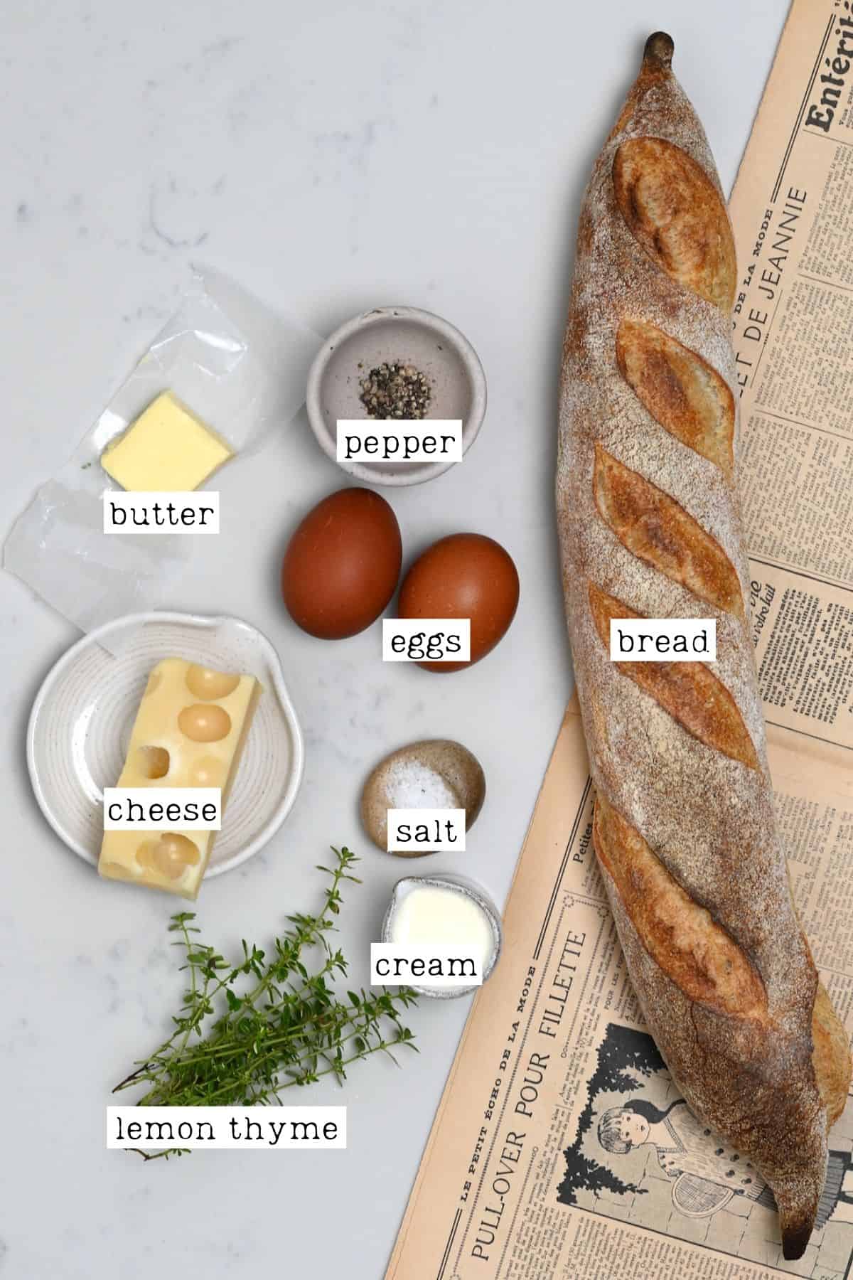 Ingredients for baked eggs