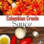 Colombian creole sauce and ingredients to make it