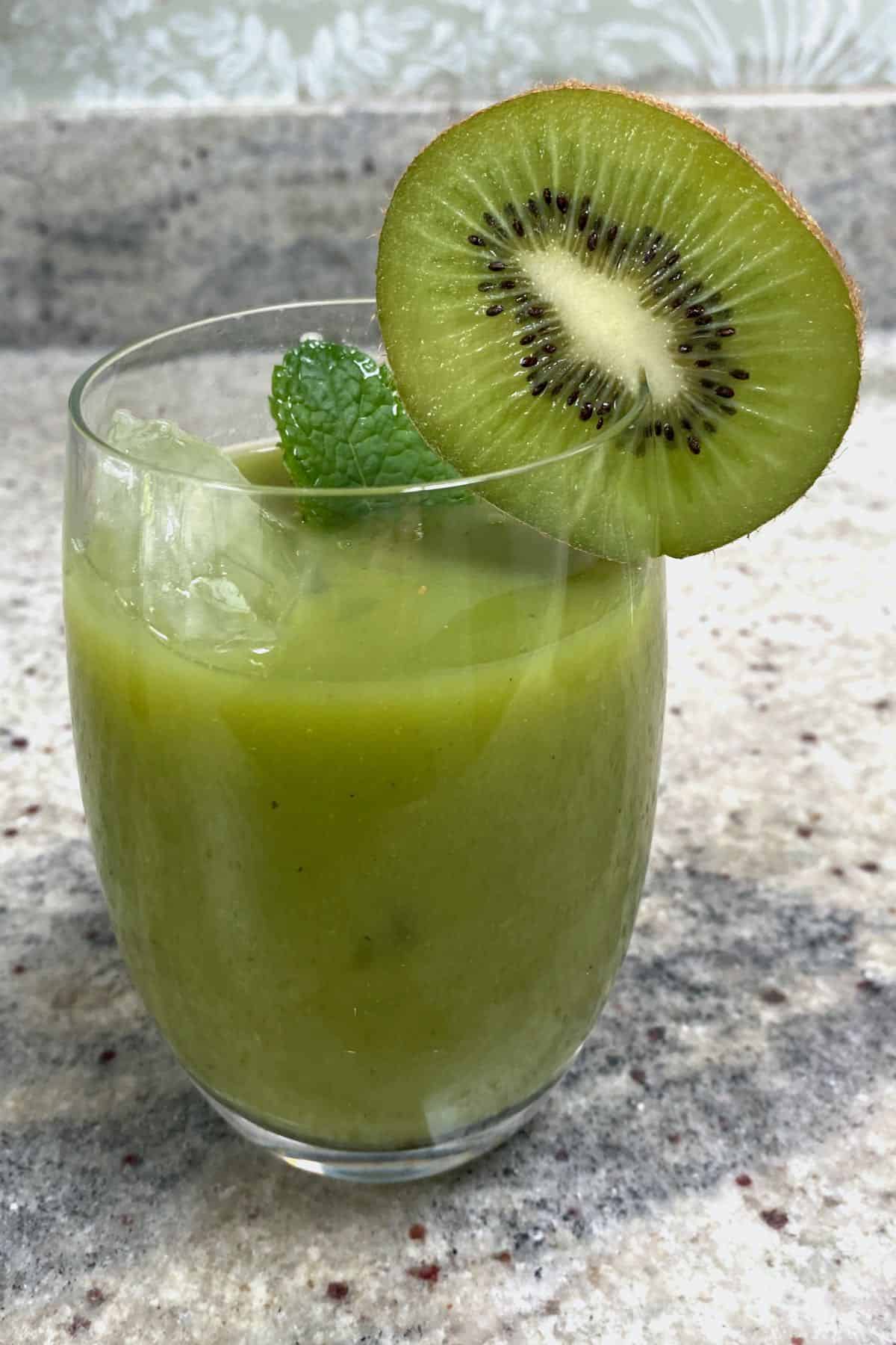 A glass with kiwi juice
