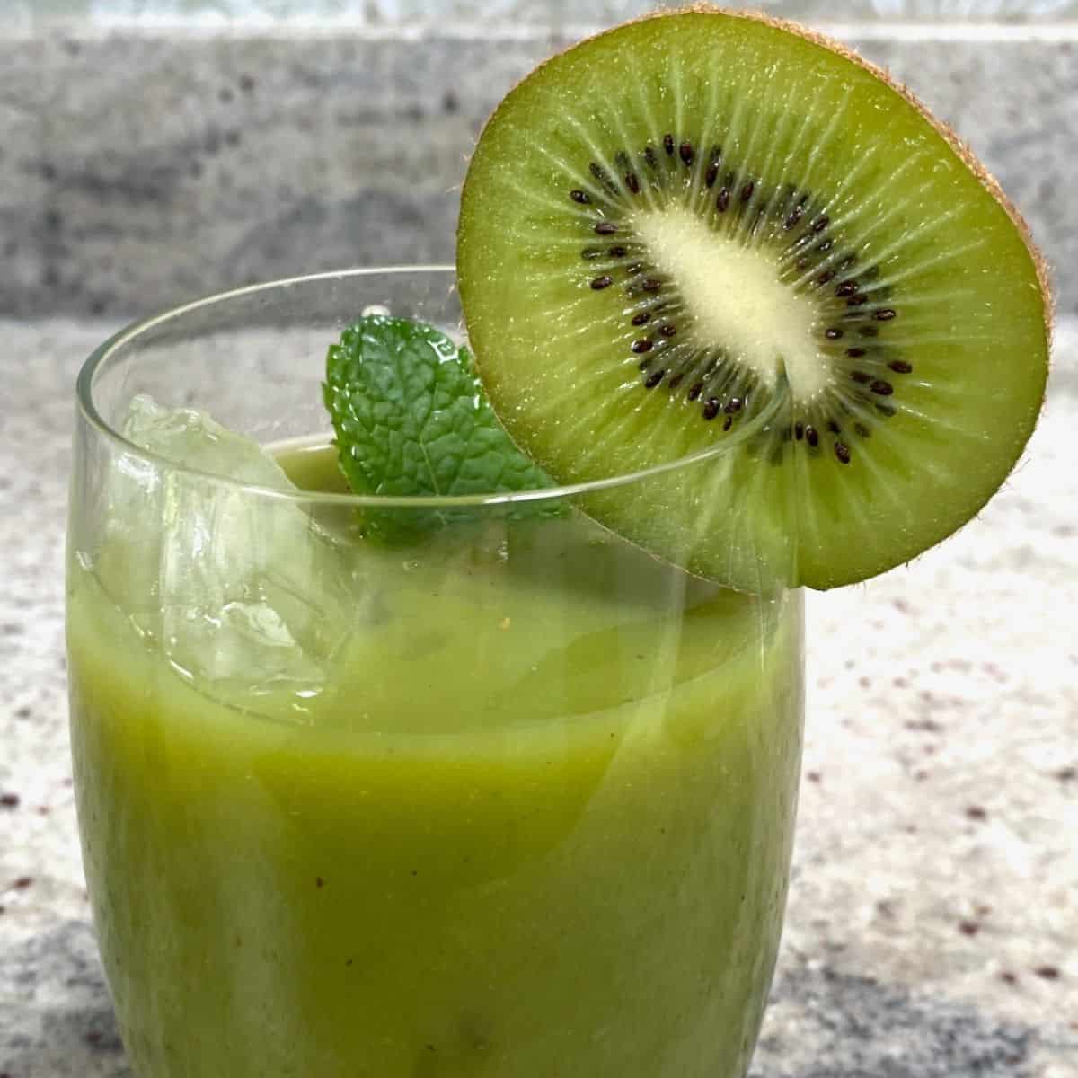 A glass with kiwi juice