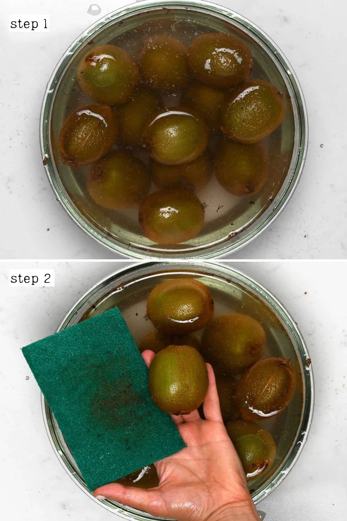 Steps for cleaning kiwis