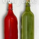 Strawberry juice in a bottle and kiwi juice in a bottle