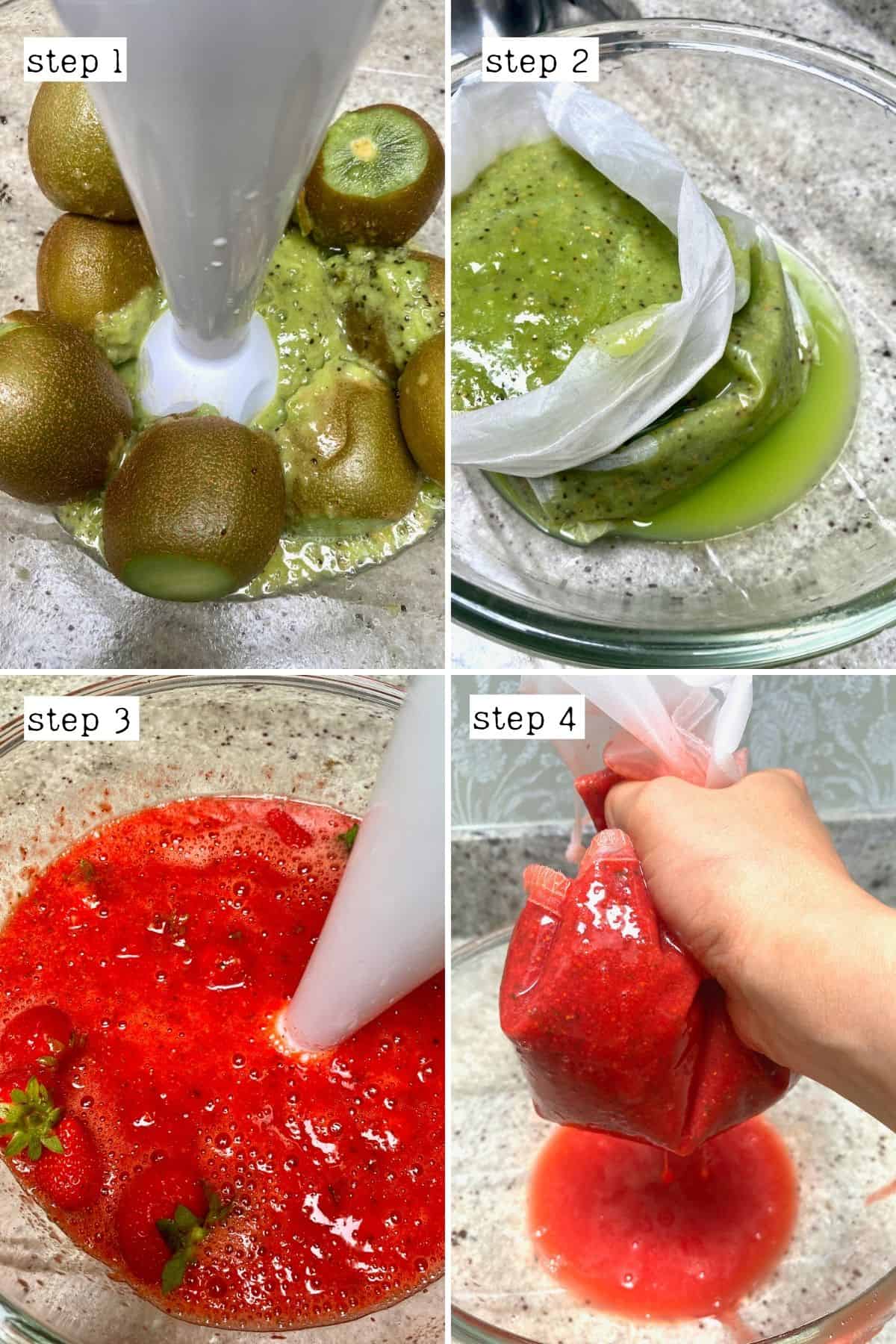 Steps for making strawberry kiwi juice