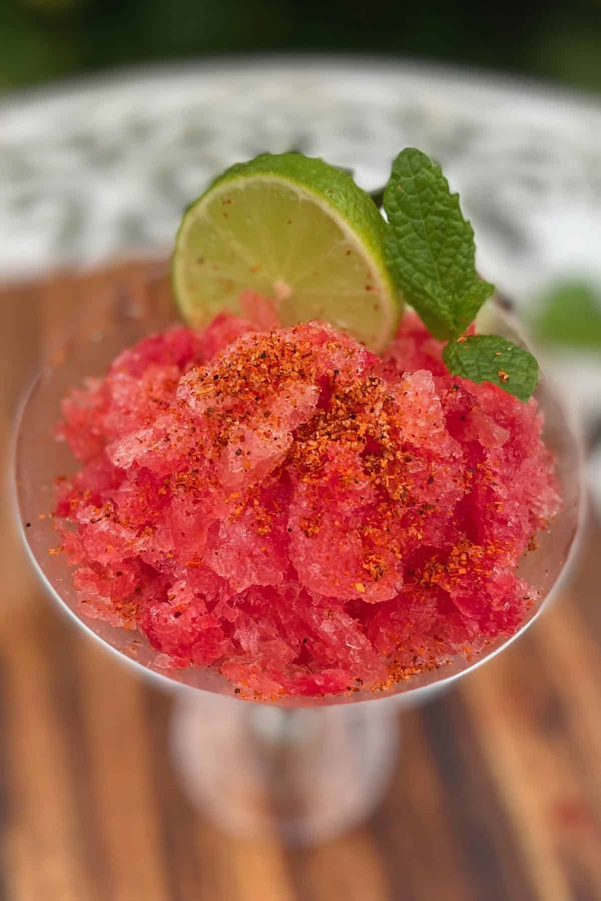 Watermelon slush with lime and mint
