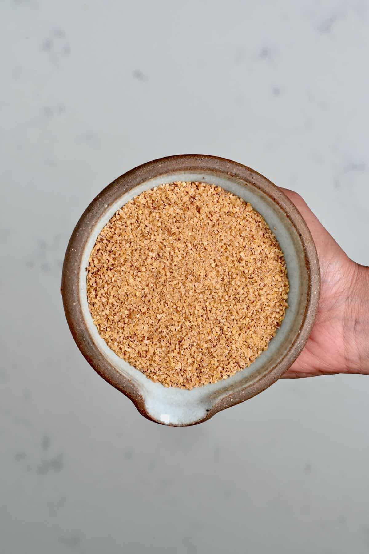 A bowl with homemade bulgur wheat