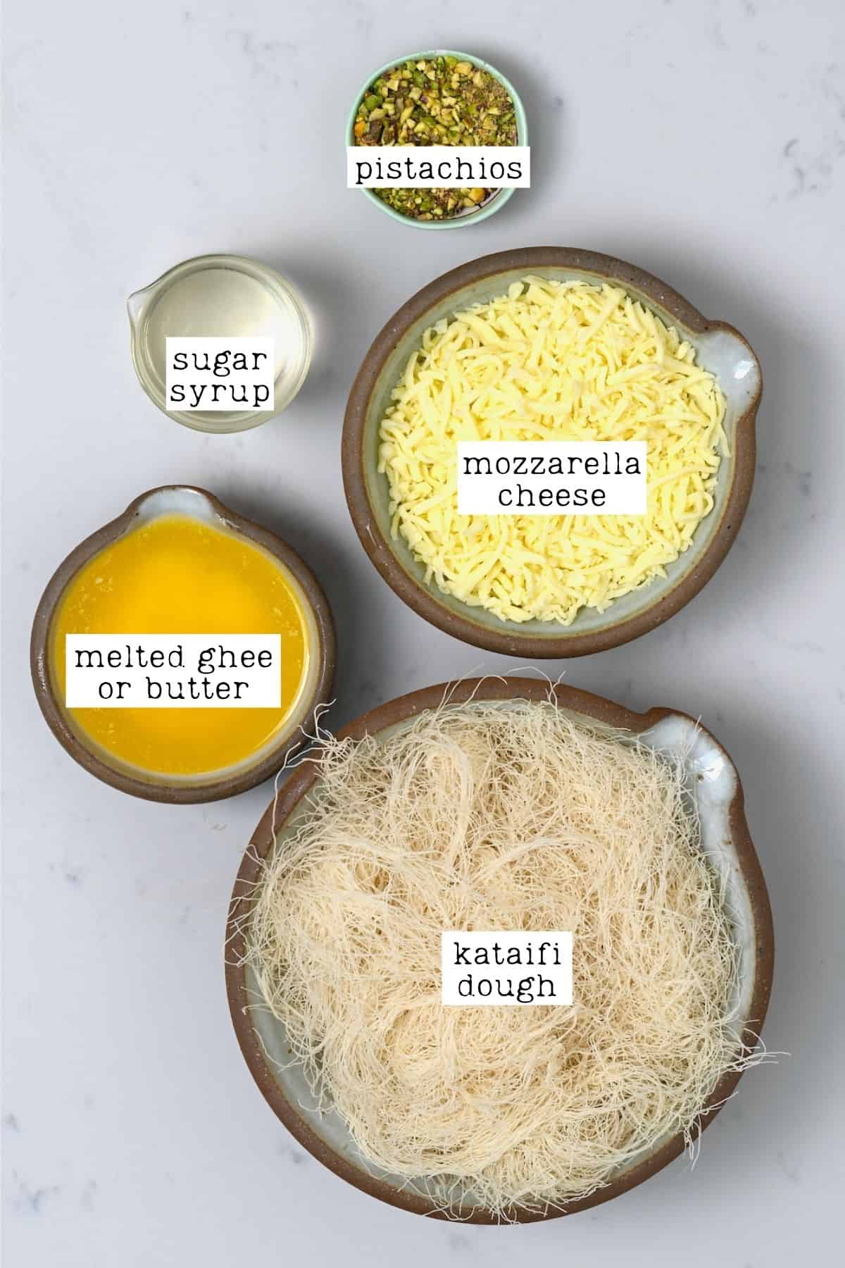Ingredients for cheese kunafa