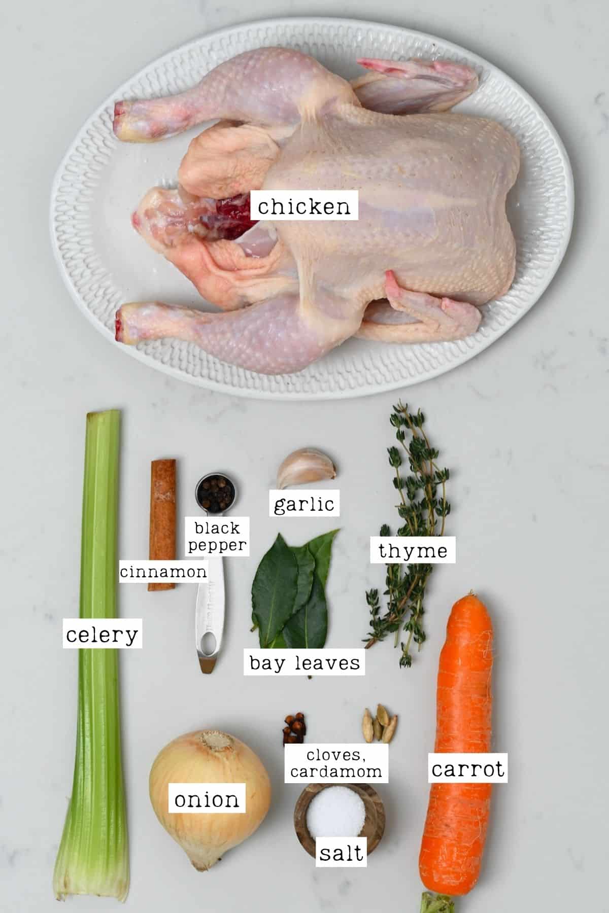 Ingredients for chicken stock