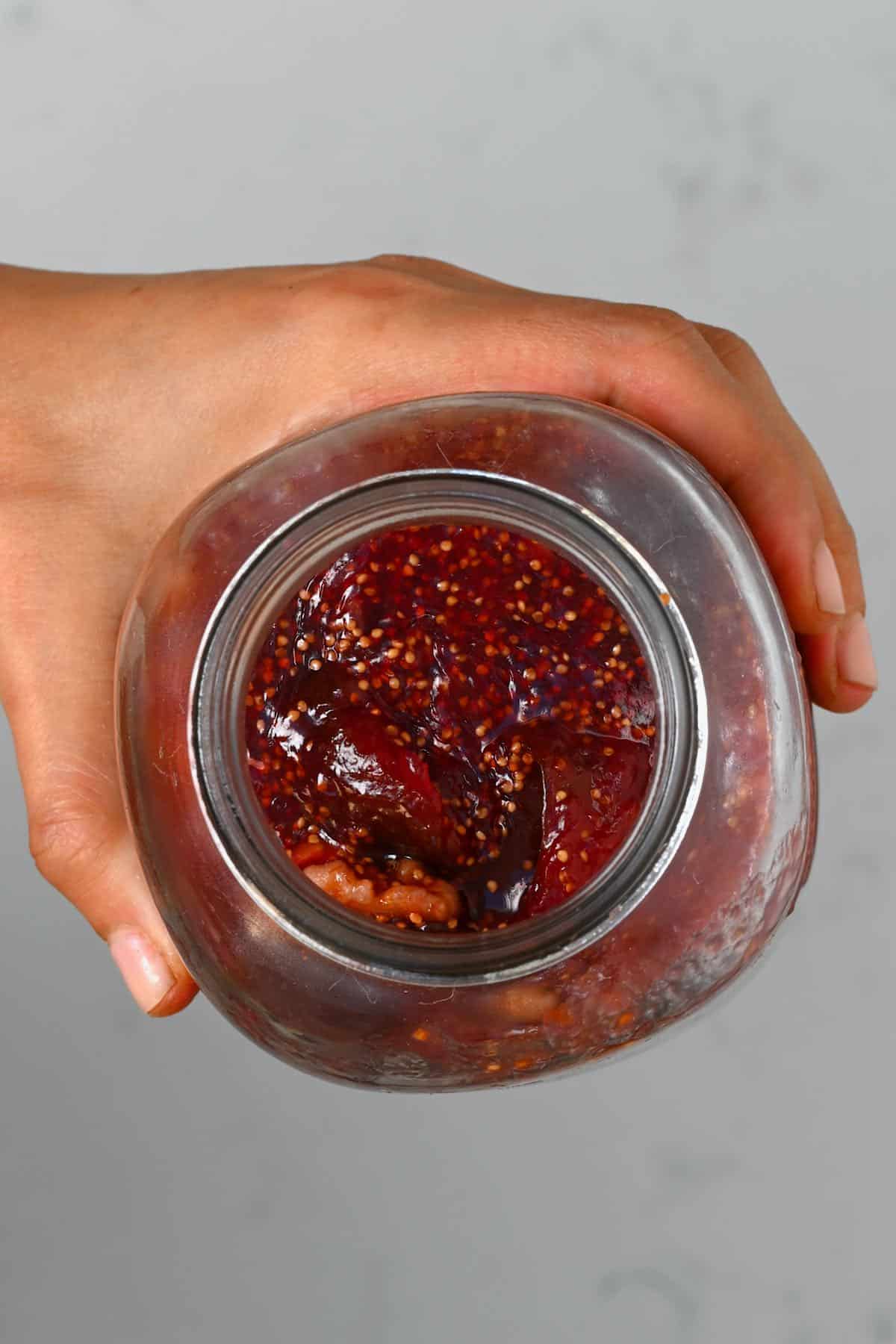 Homemade fig jam in a jar