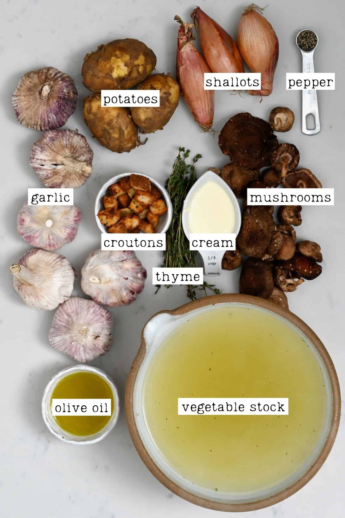 Ingredients for garlic soup