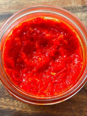 Red pepper paste in a jar