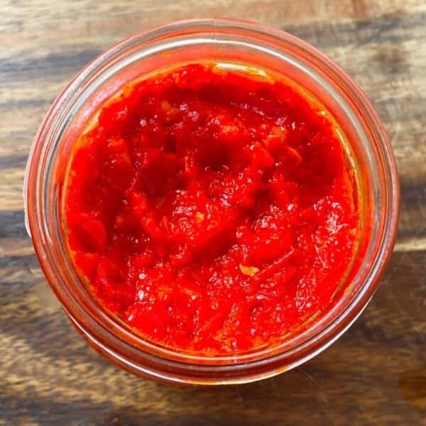 Red pepper paste in a jar