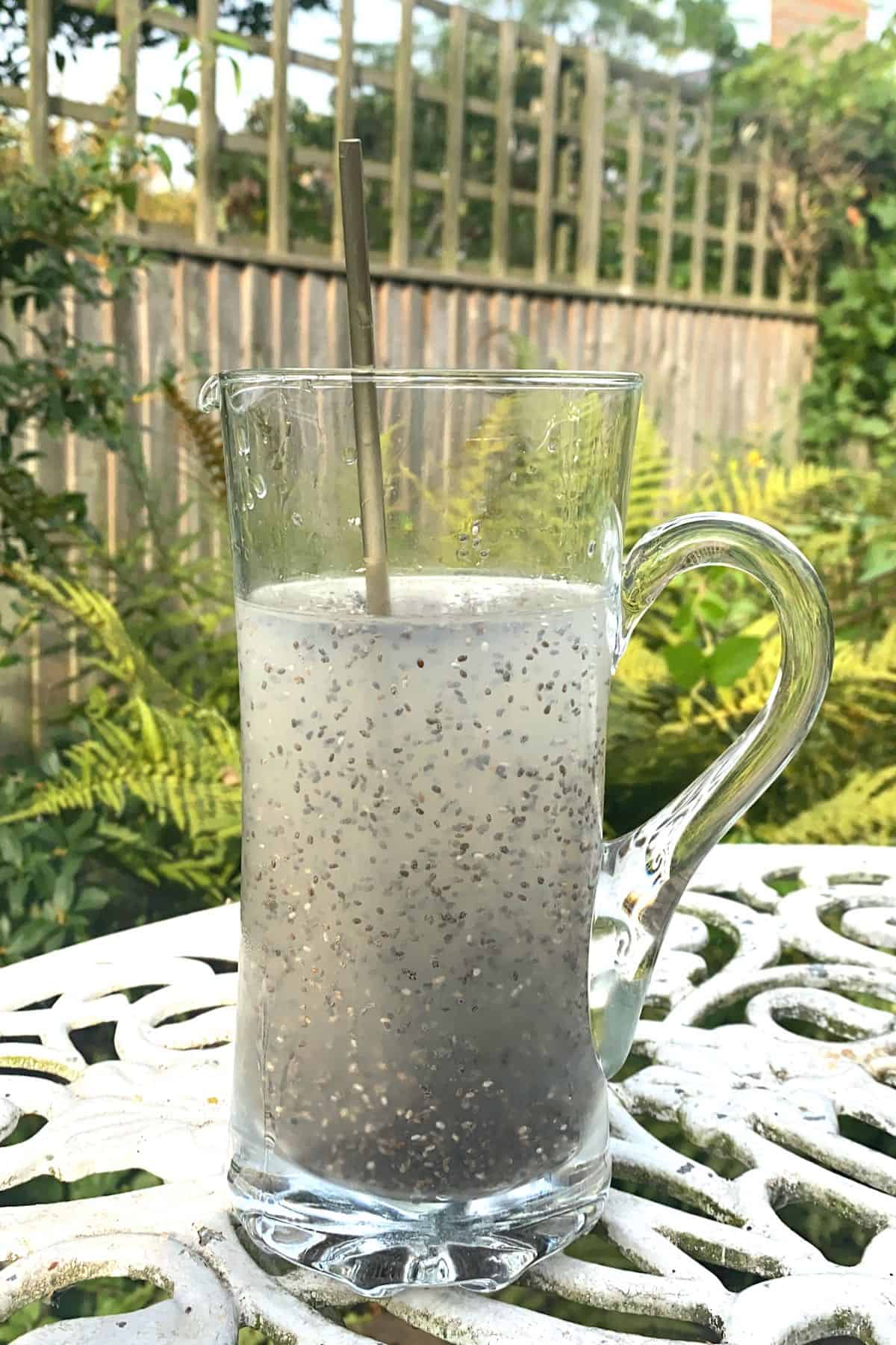 Mixed coconut water with chia seeds