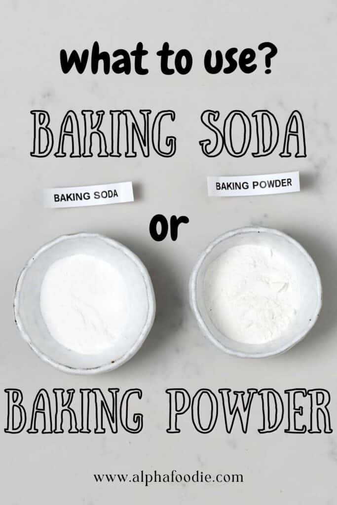 Two small bowls with baking soda and baking powder