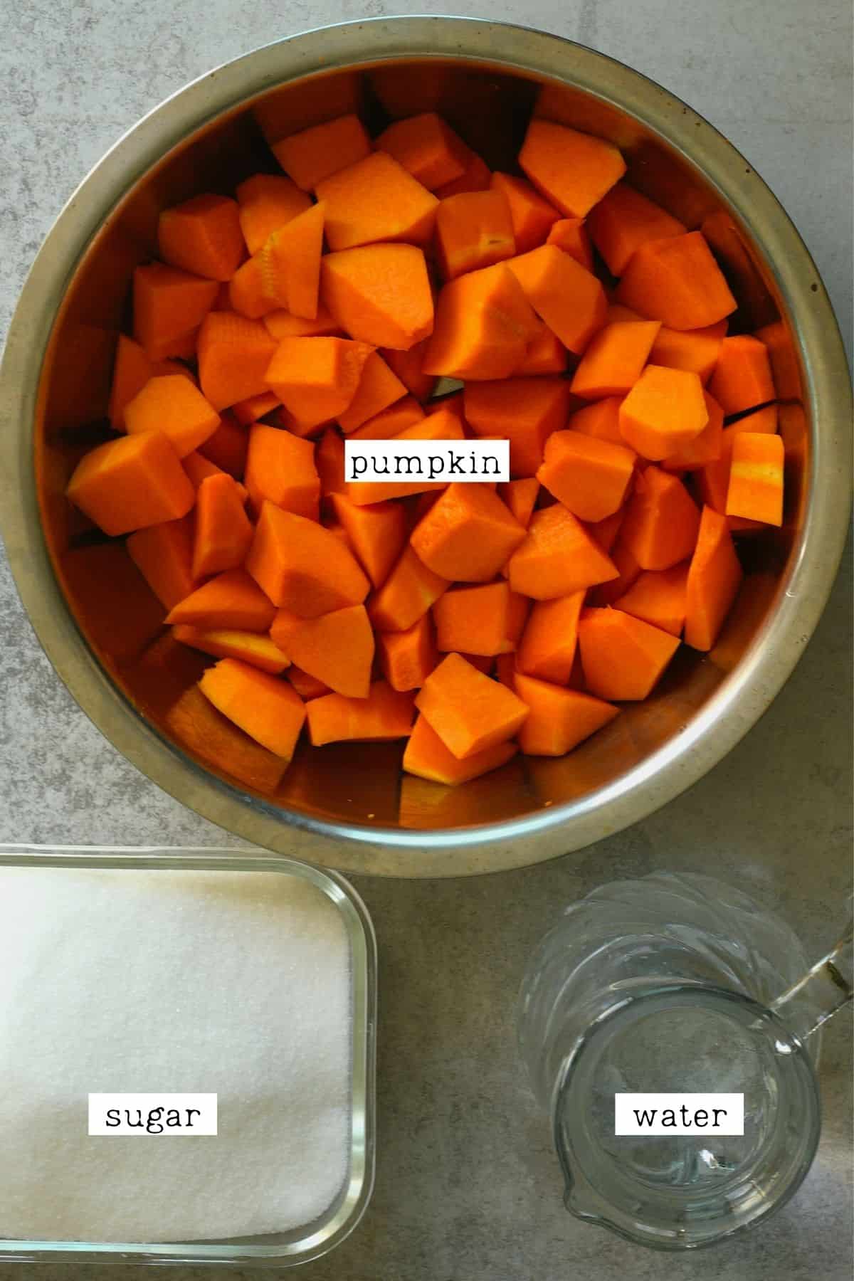 Ingredients for candied pumpkin