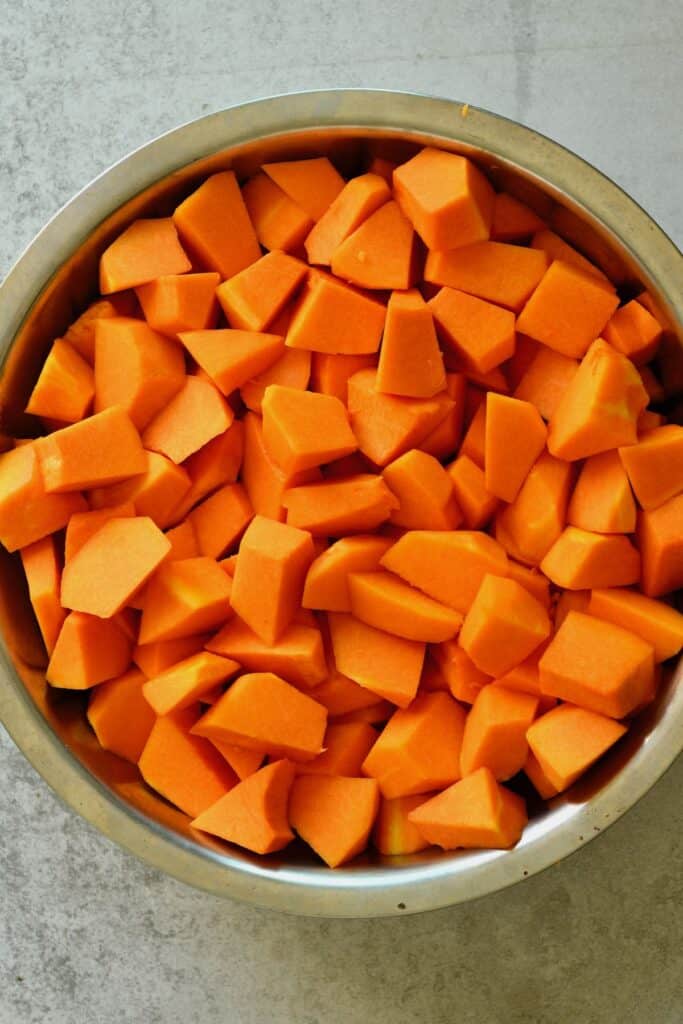 Pumpkin choped into cubes