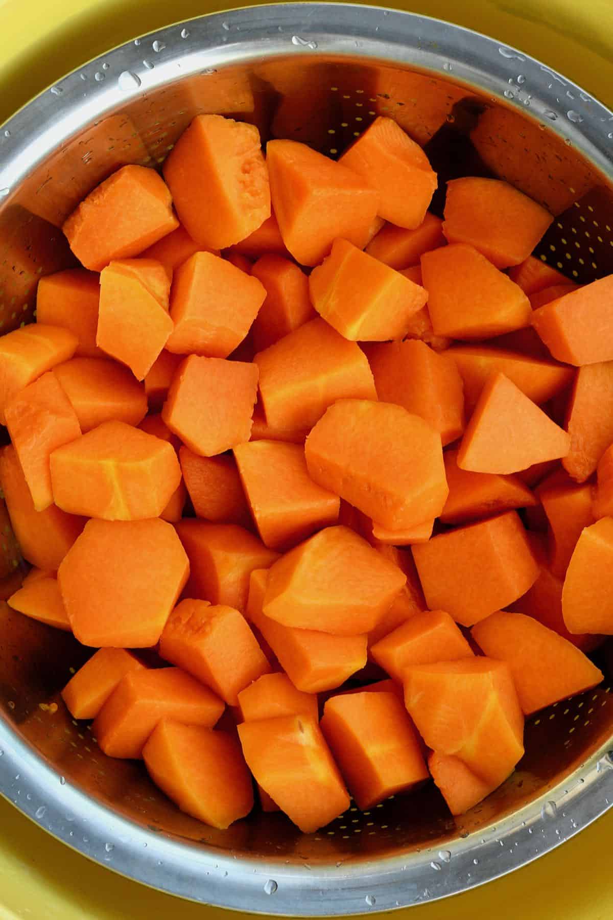 Rinsed pumpkin cubrs