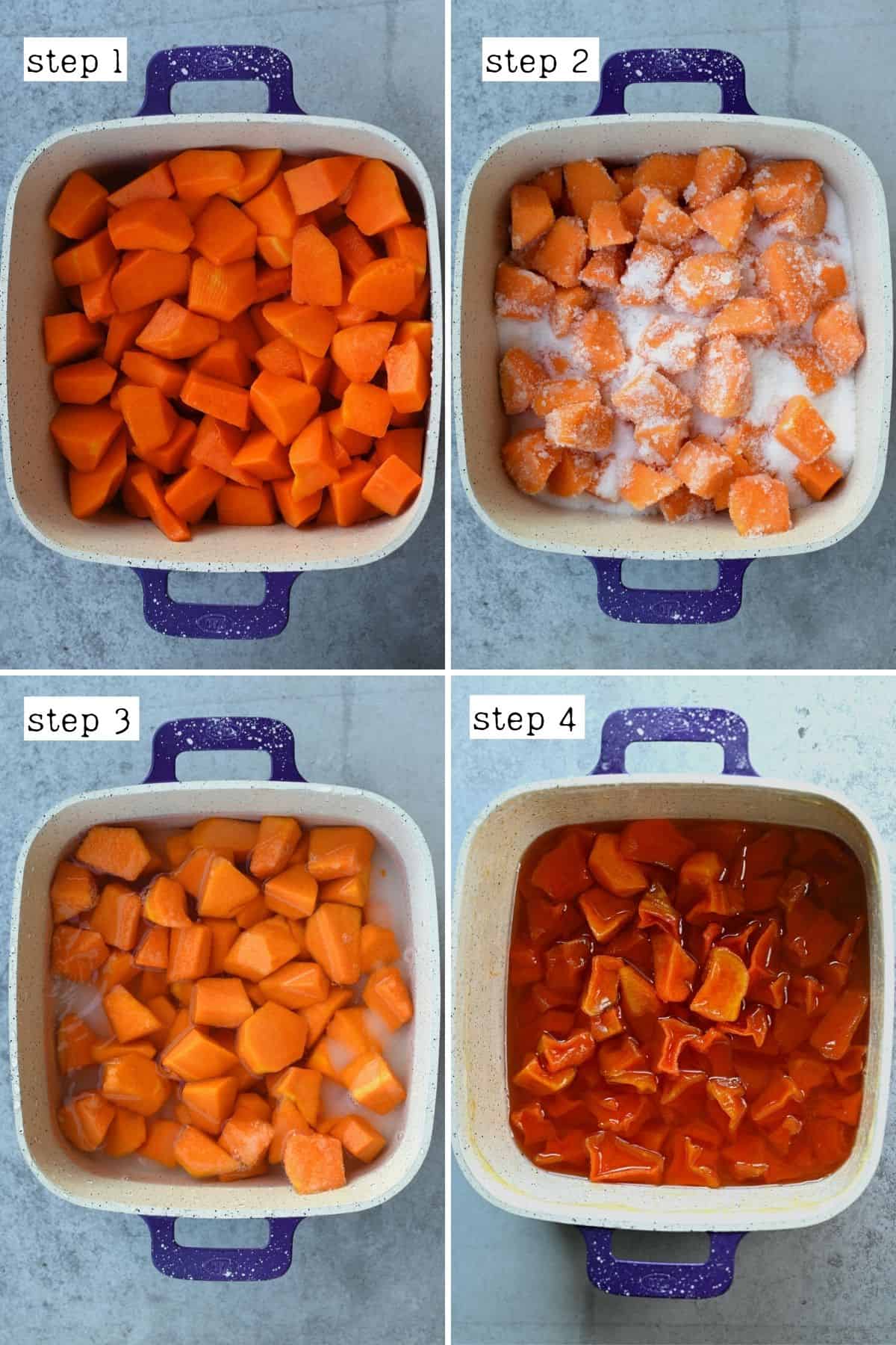 Steps for preparing candied pumpkin