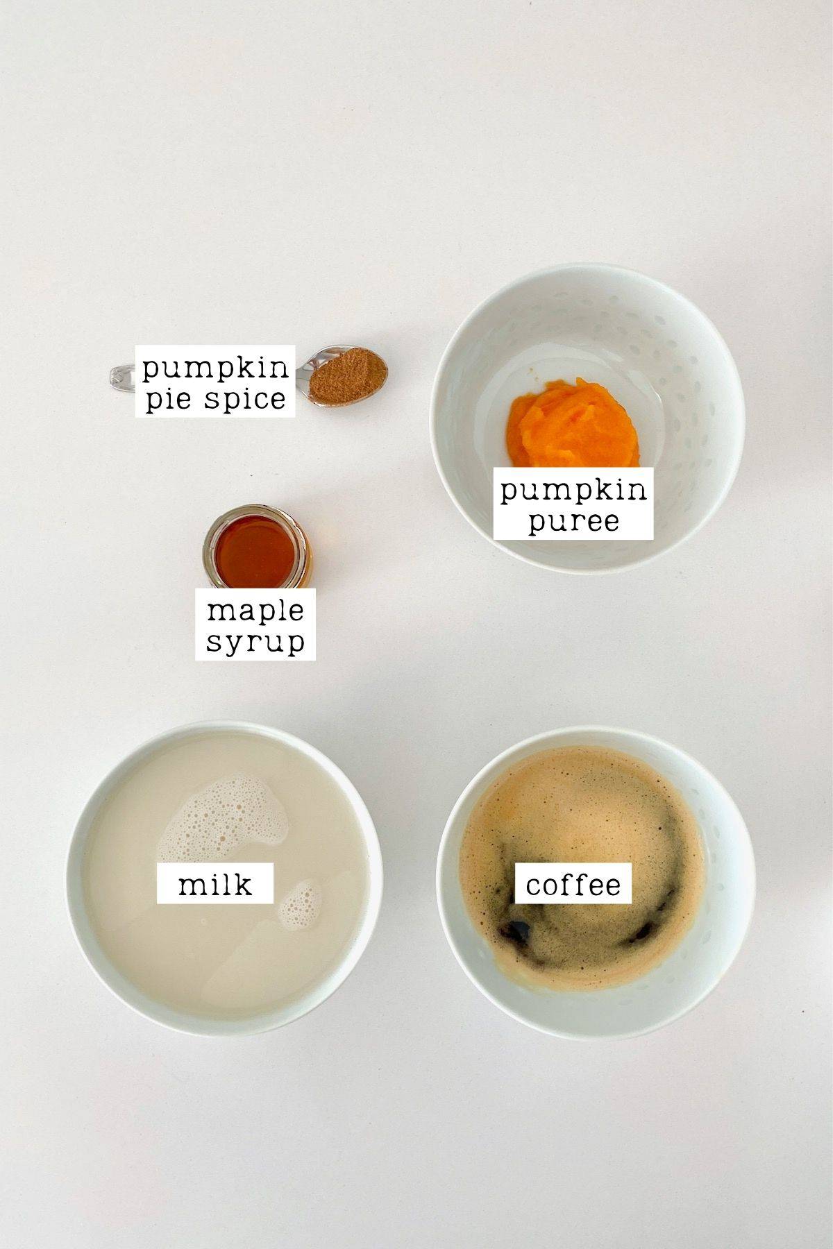 Ingredients for pumpkin spice latte