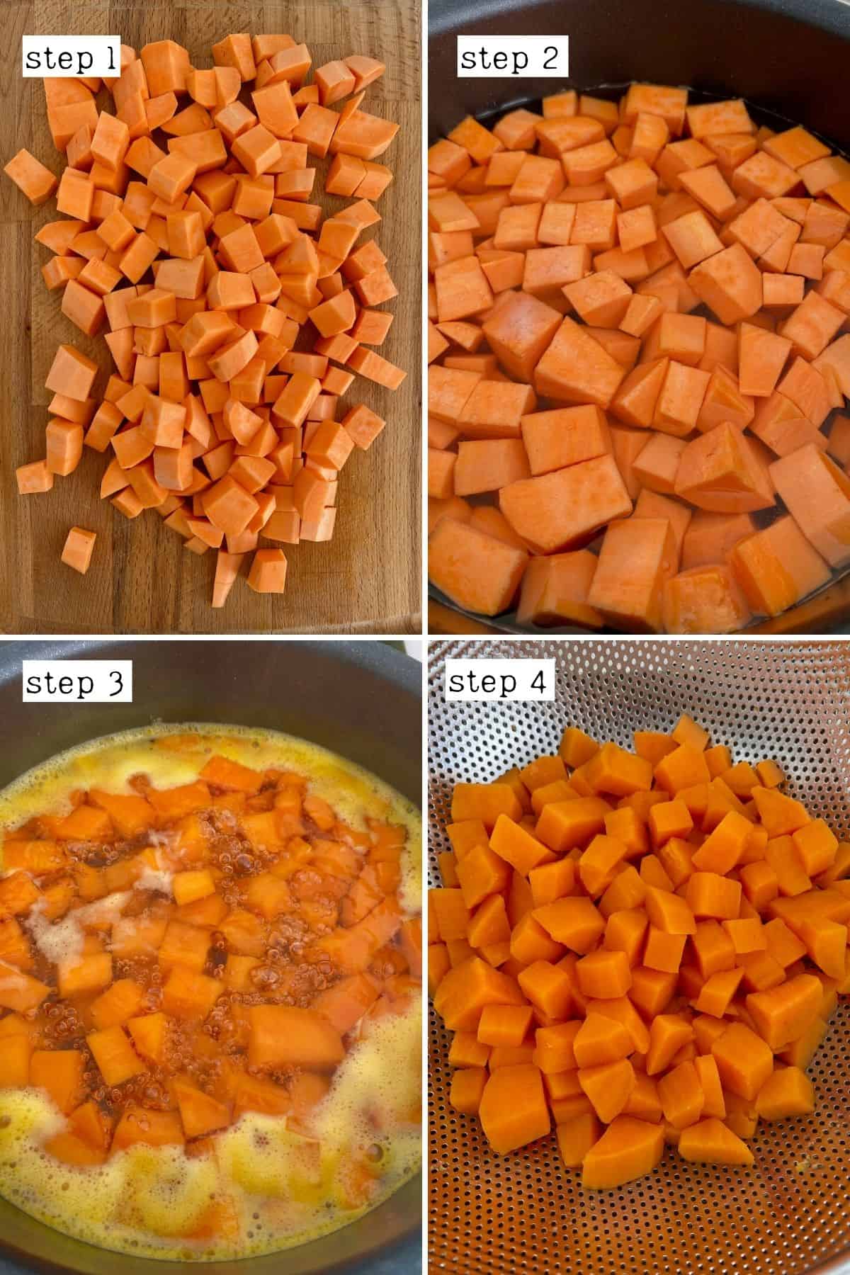 Steps for cooking sweet potatoes