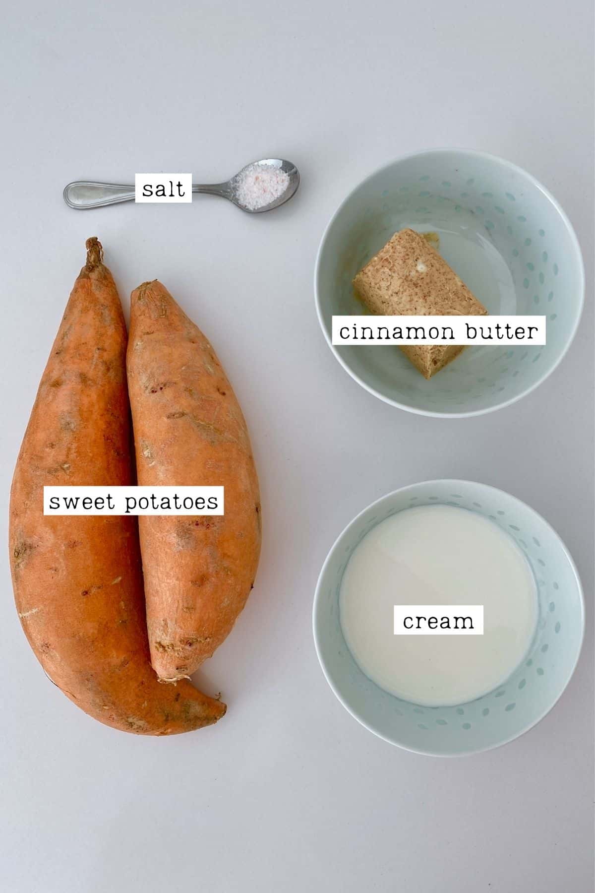 Ingredients for mashed sweet potatoes