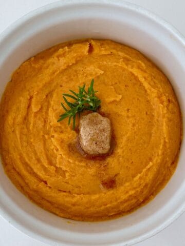 Sweet potato puree topped with cinnamon butter