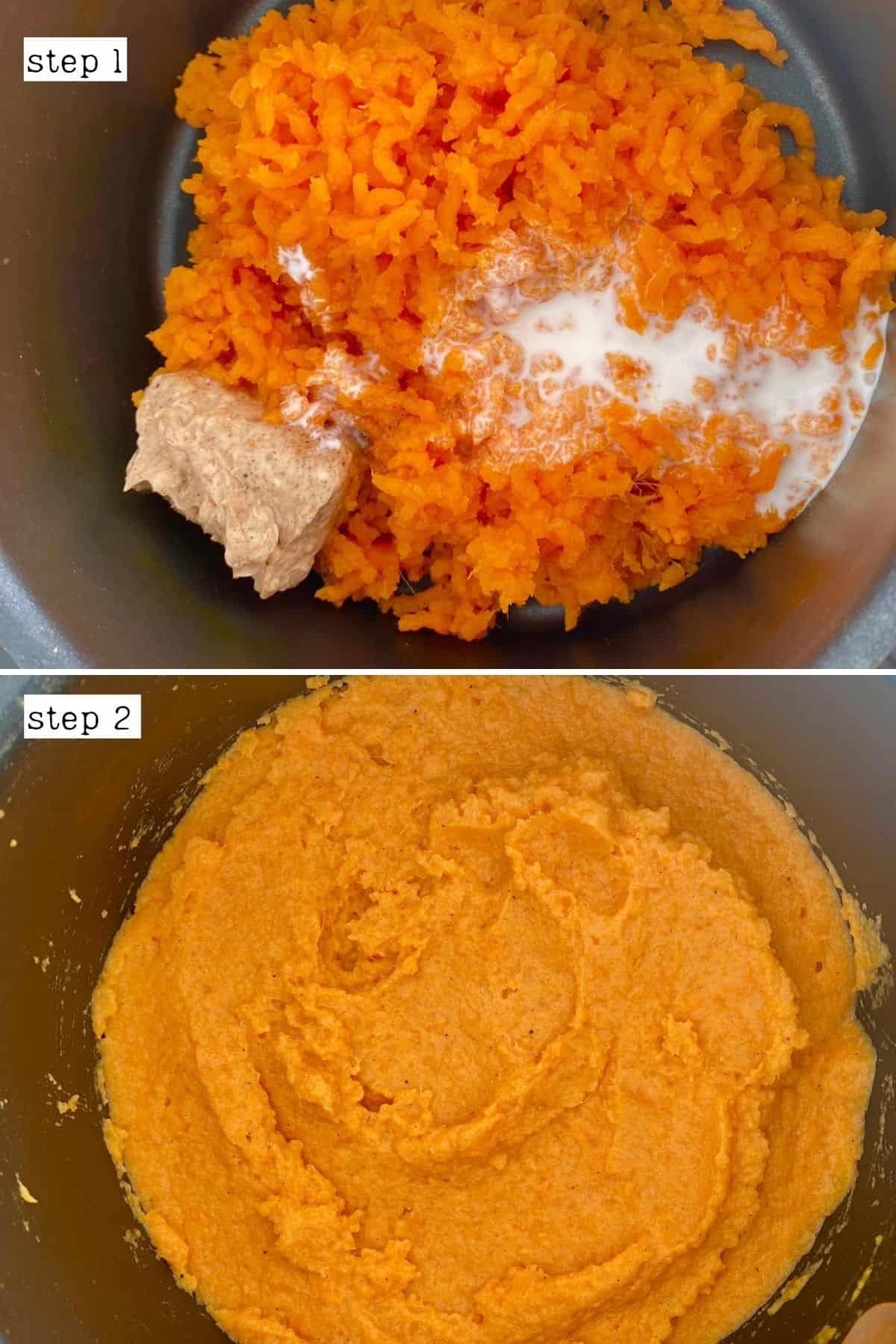 Steps for making mashed sweet potatoes
