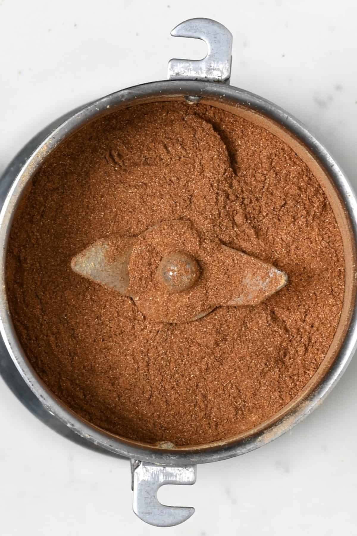 Pumpkin spice mix in a grinder