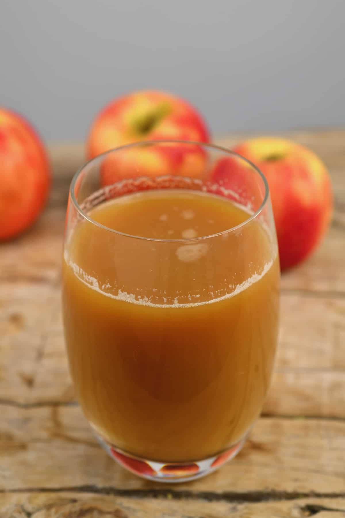 A glass with apple juice