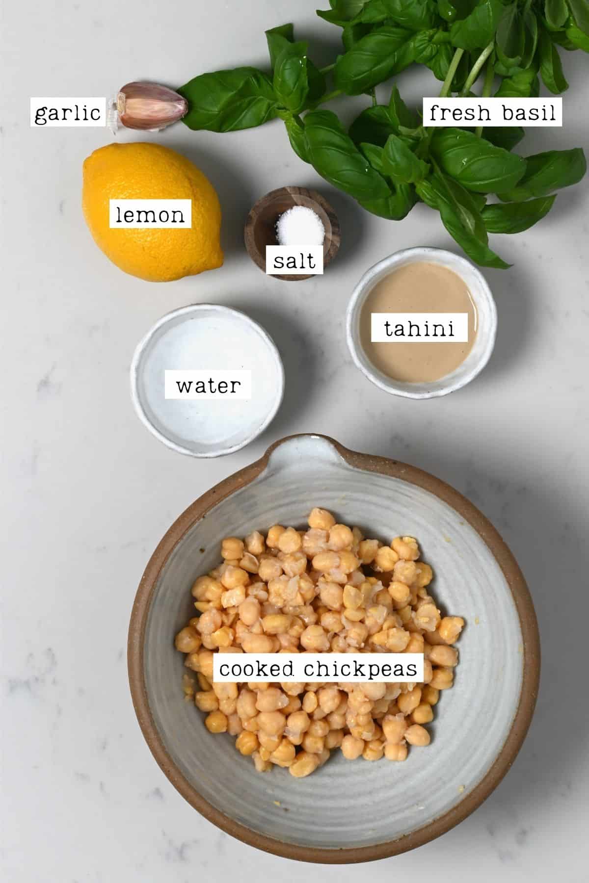 Ingredients for basil hummus
