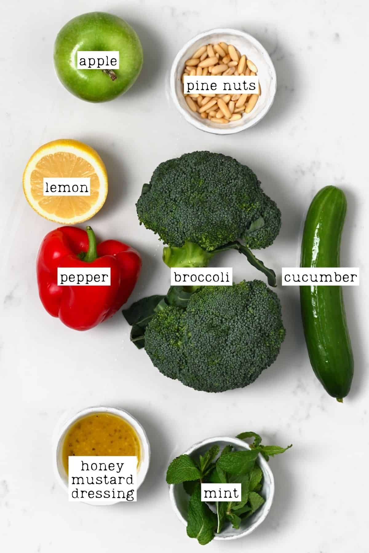Ingredients for broccoli apple salad