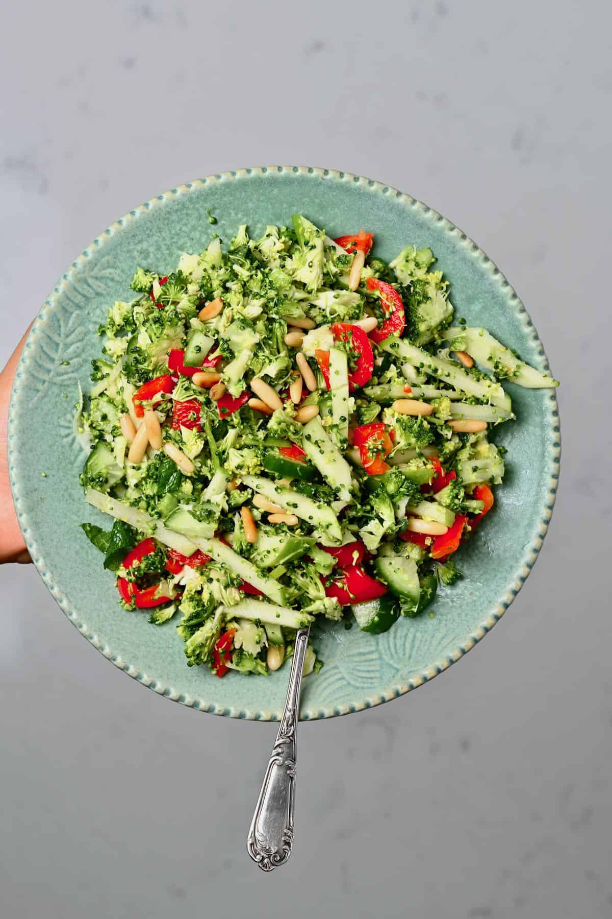 A serving of broccoli apple salad